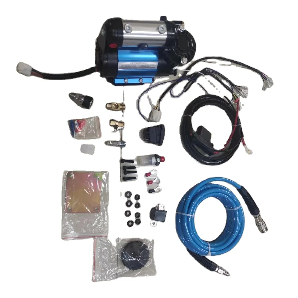 DC 12v Car air Compressor Portable Metal Single Cylinder Car Tire Inflator with Wiring Harness Fittings