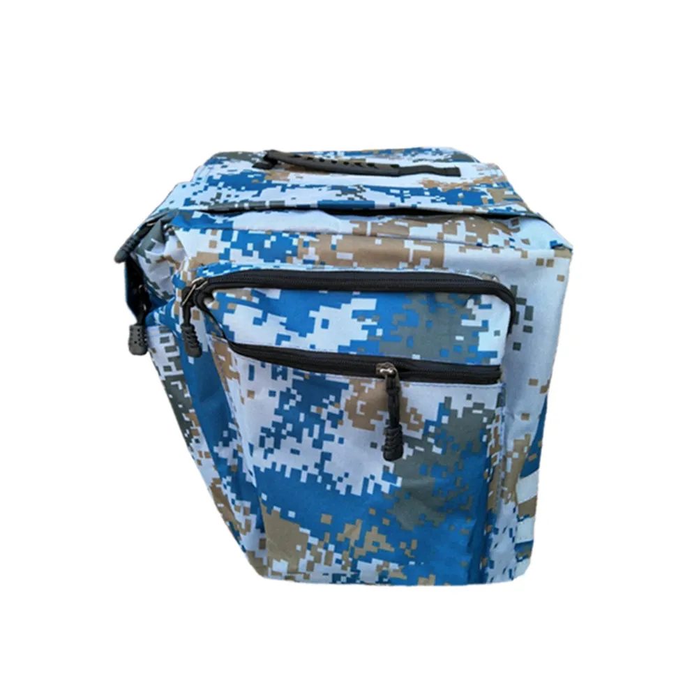 

Camouflage Bike Bag Pannier Large Cycling Mountain Rear Seat Double Tail Bag Blue Multi-Function Carry Handle Drink Pocket