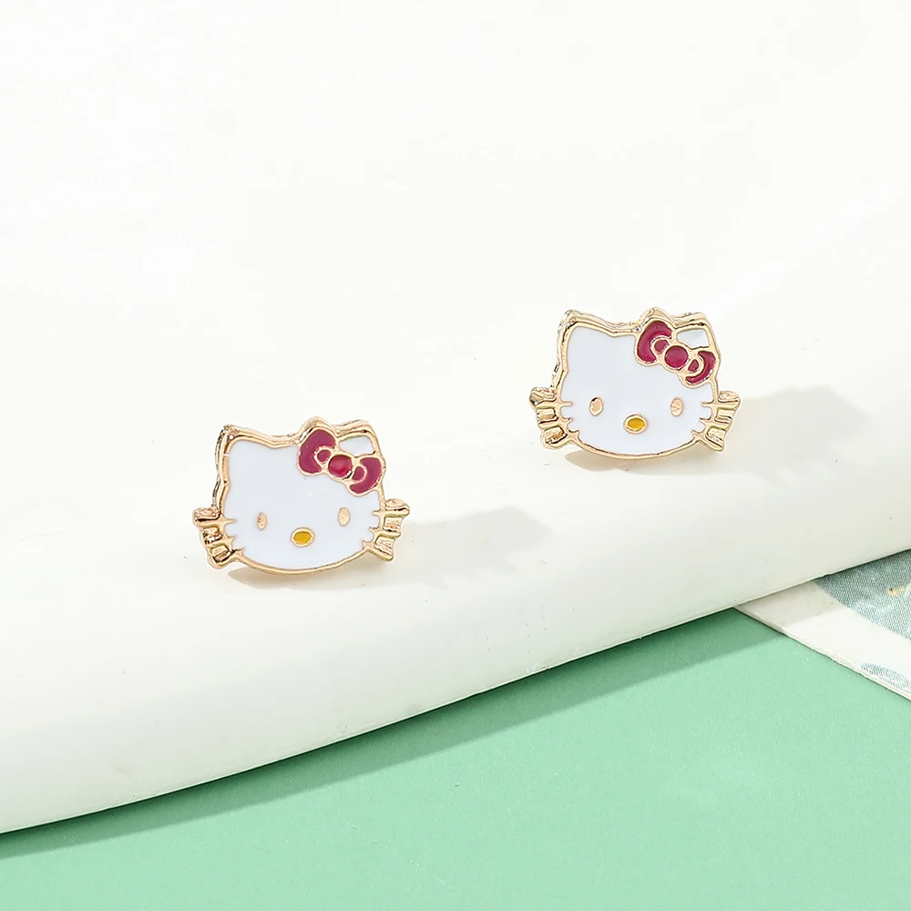 Sanrio Hello Kitty Y2k Necklace New Women Hello Kitty Earrings for Kids Fashion Jewelry Kawaii Trinkets