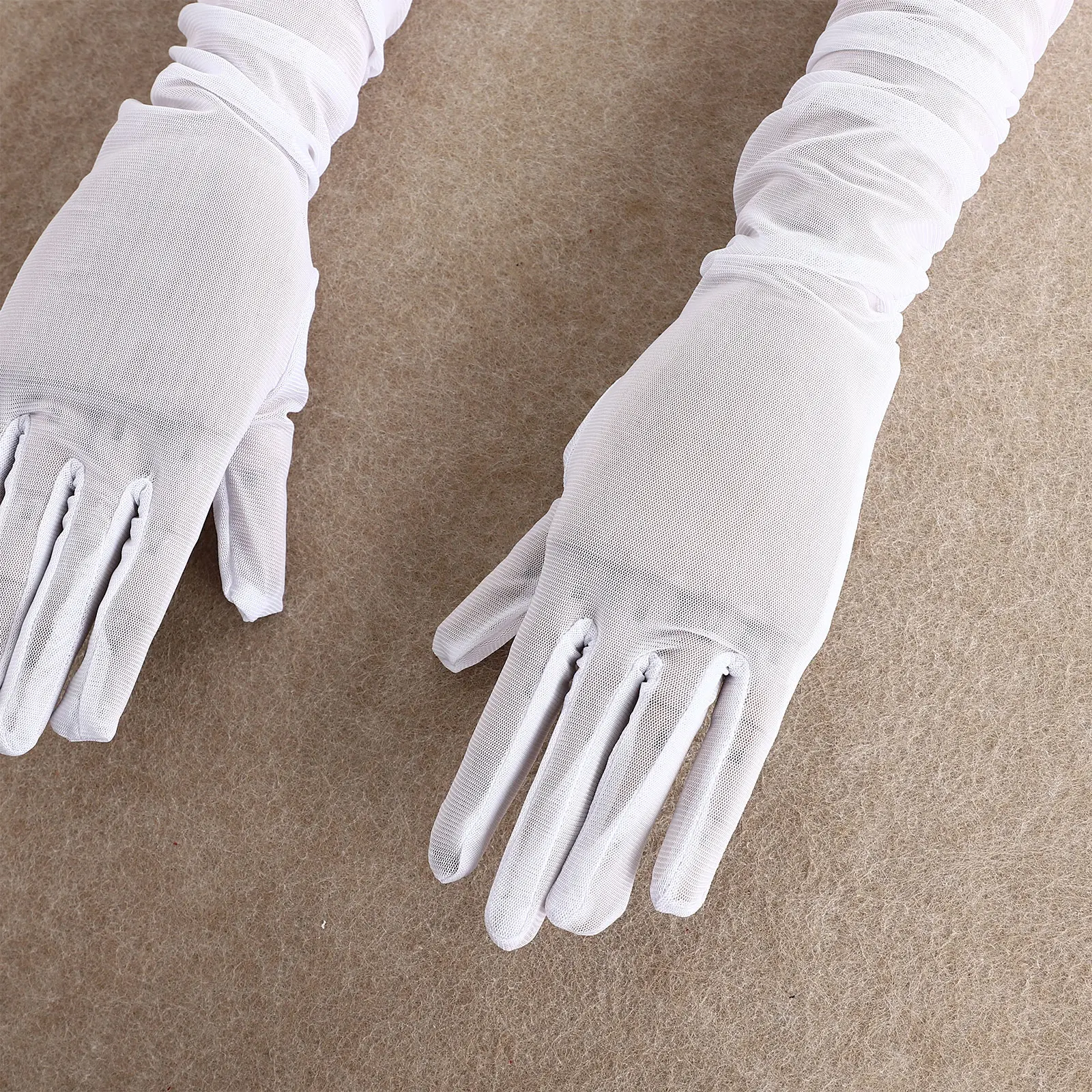 Gants froncés Sexy pour femmes, maille blanche, Tulle, doigt complet, Super longs, Vintage, robe de mariée, mitaines, Cosplay, nouvelle collection