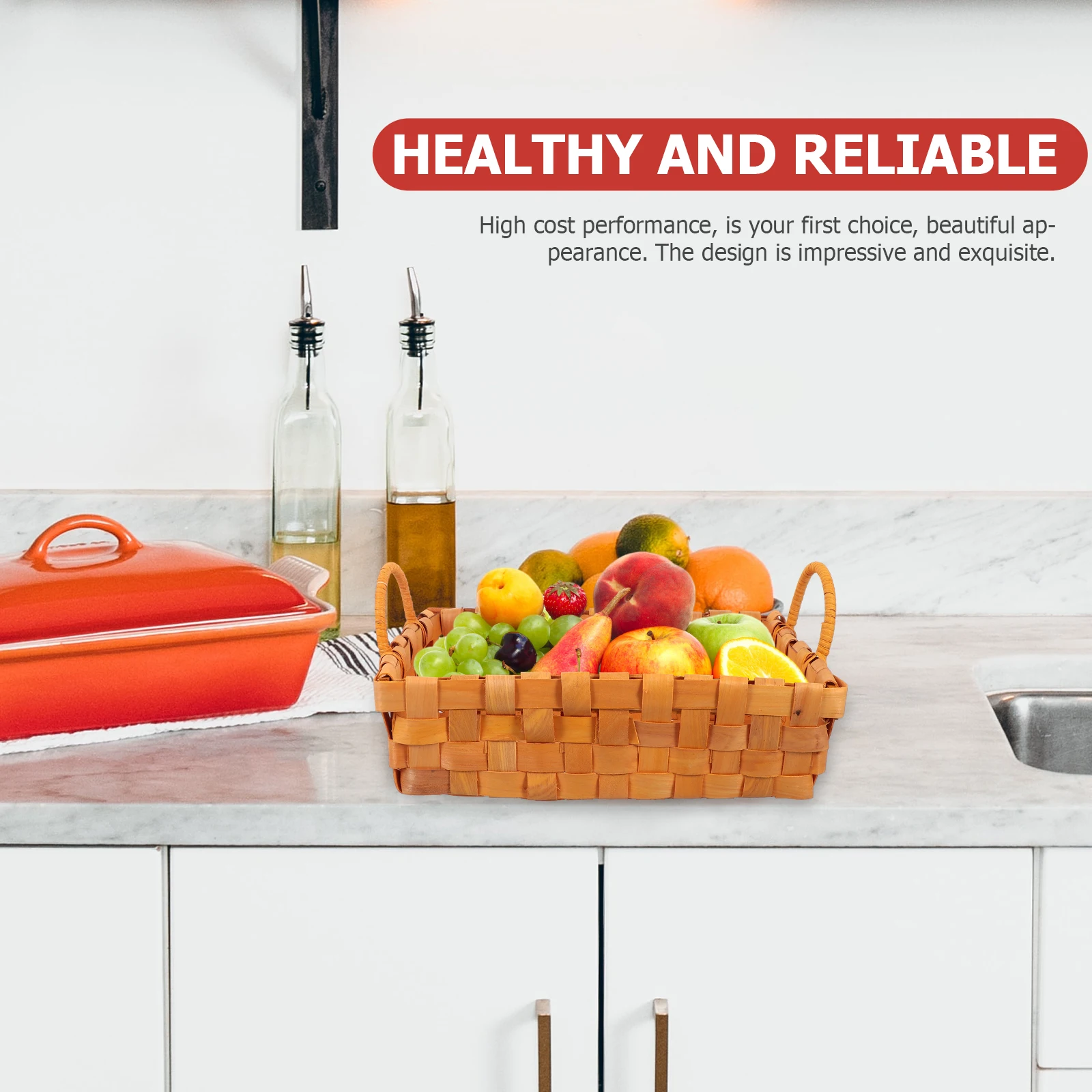 

1Pcs Double Ear Handheld Bread Basket Simple Woven Storage Container for Home Kitchen Living Room Desktop Fruit Snack