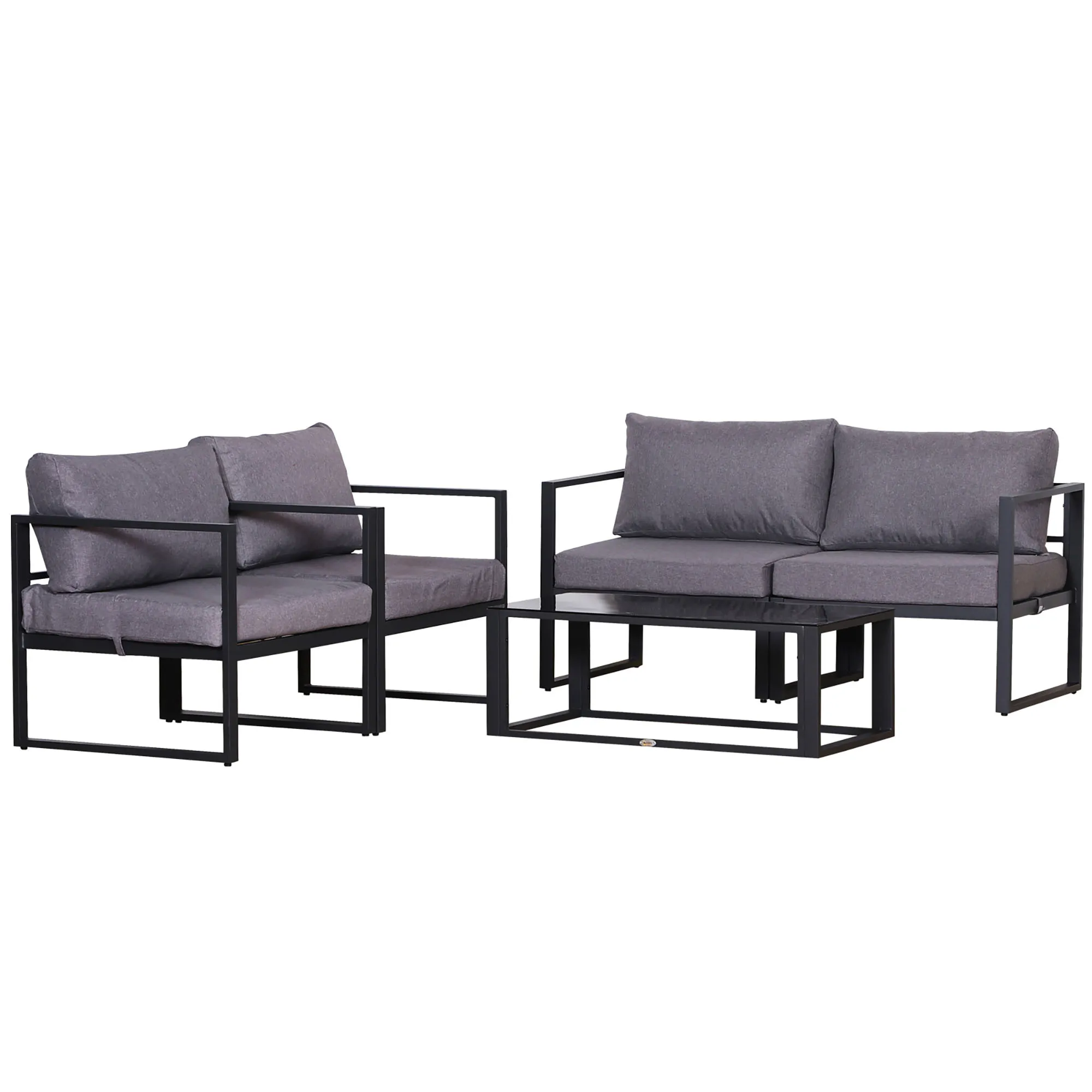 Ensemble de mobilier de jardin Outsunny quatre pièces, modulaire, robuste et durable, comprenant des sièges rembourrés et...