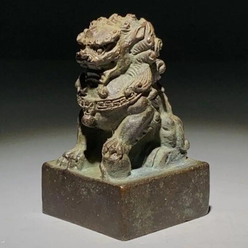 

Antique copper seals lion statue ornament folk art collection handicraft Modern exquisite retro home study desktop decoration