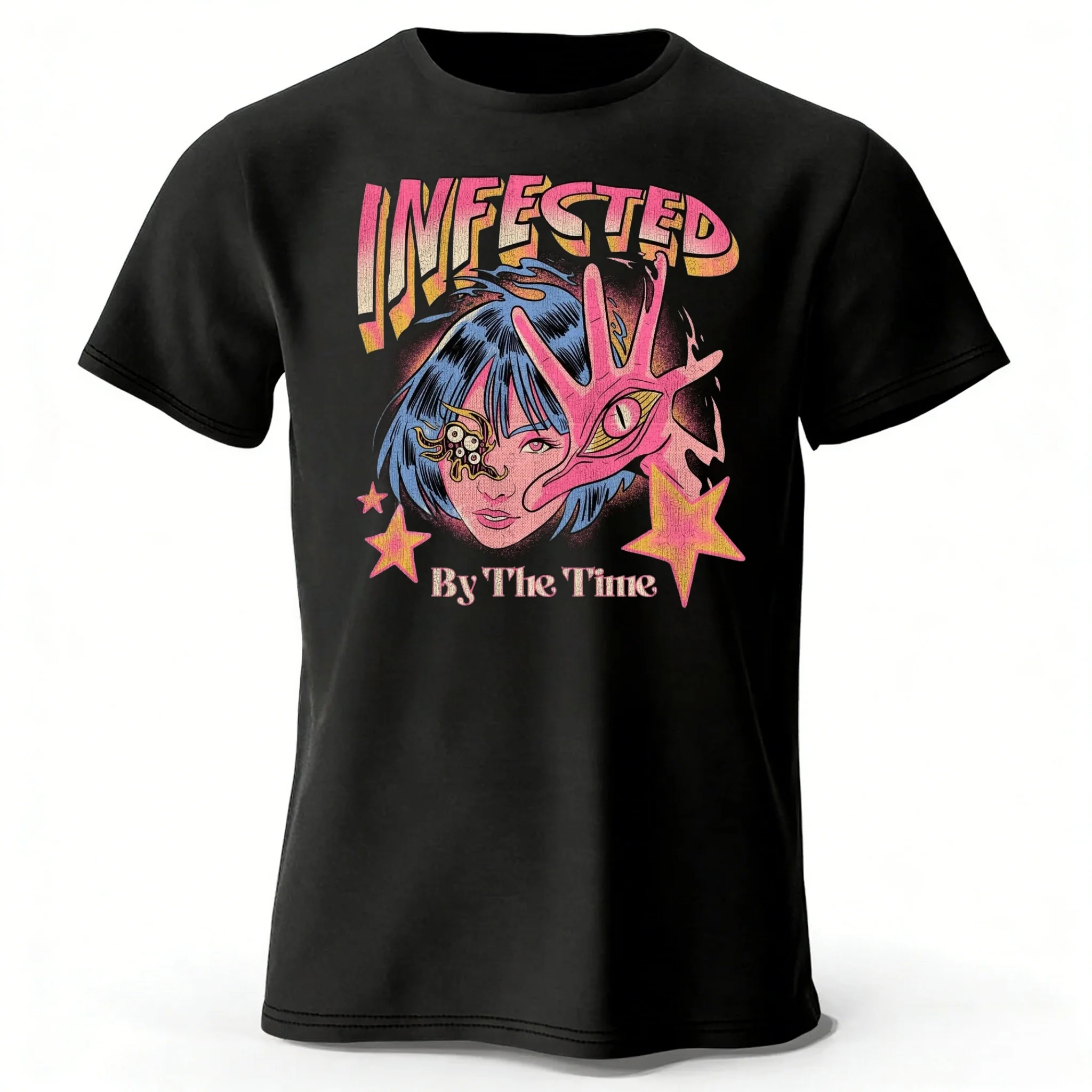 Punk Hip-Hop Neues Lässiges Baumwoll-Kurzarm-T-Shirt für Herren/Damen Bequeme Weite Passform Übergröße Lauf- und Fitness-Sport-T-Shirt