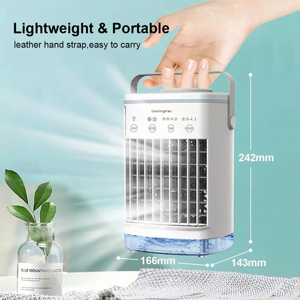 Portable Air Conditioners Fan USB Electric Humidifier Fan LED Night Light  3 In 1 Air Cooler Water Mist Fan For Office Home