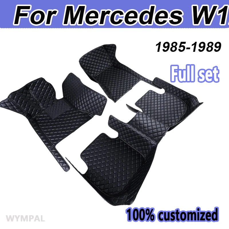 Custom Automotive Car Floor Mats For Mercedes W124 1985 1986 1987 1988 1989 Auto Luxury Leather Men Women Car Mats Full Coverage