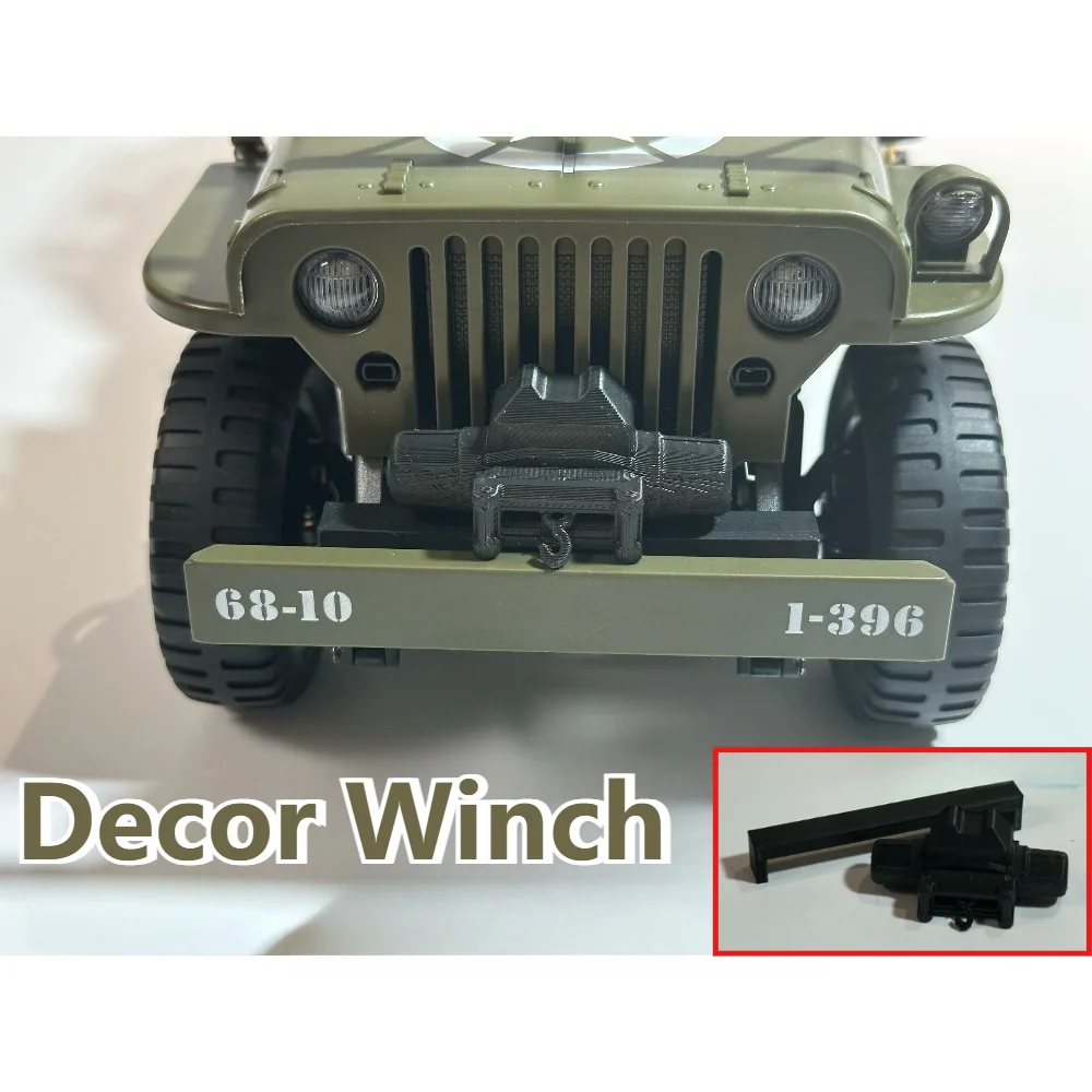 RC Crawler Accessory Integrated Scale Decor Winch custom size for JJRC C8815 1/10 Classic Boxy Off Road RC Car Decor Accessory