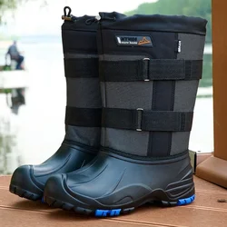 Men's Snow Boots Waterproof Steel Nails Midtube Fishing Boots Plus Velvet Anti-cold Boot for Men Winter Outdoor Camouflage Boots