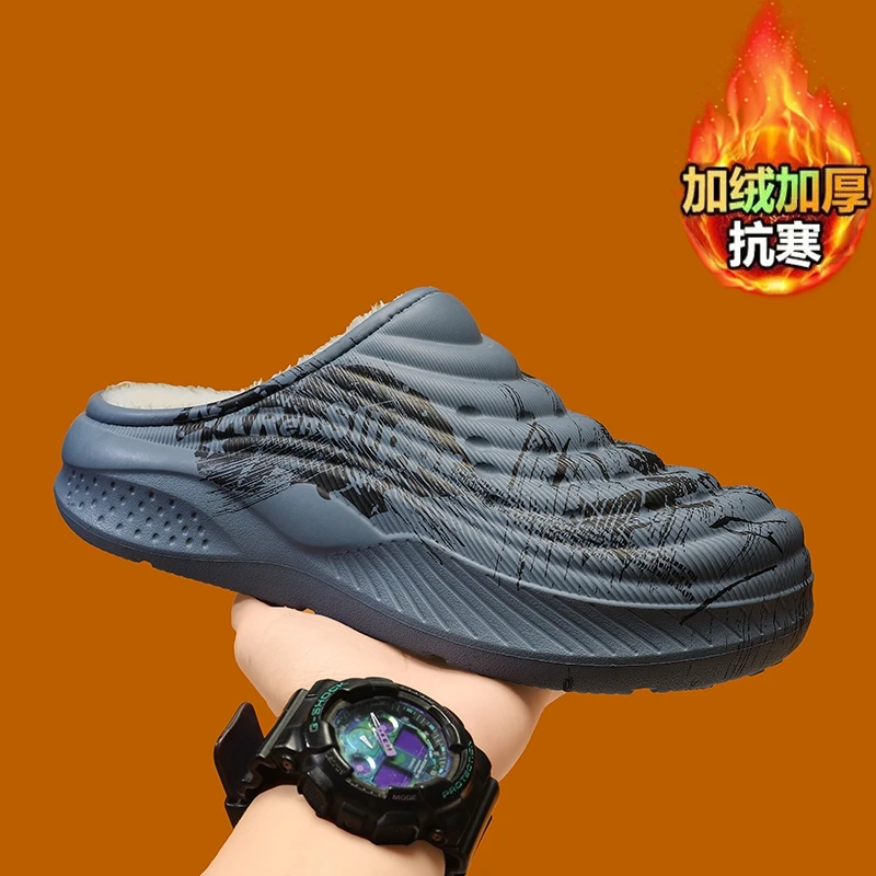 Soft Warm Cotton Slippers Fluffy Plush Lining Non Slip House Shoes for Indoor Bedroom Cold Winter Daily Footwear