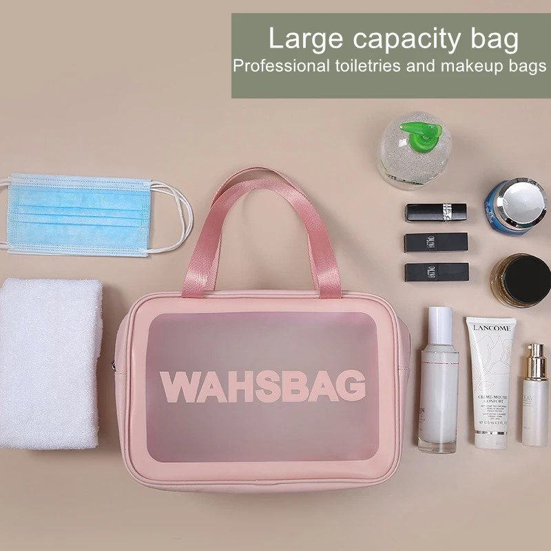 Neceser de viaje portátil para mujer, bolsa de almacenamiento de maquillaje impermeable, transparente, organizador de cosméticos de gran capacidad,