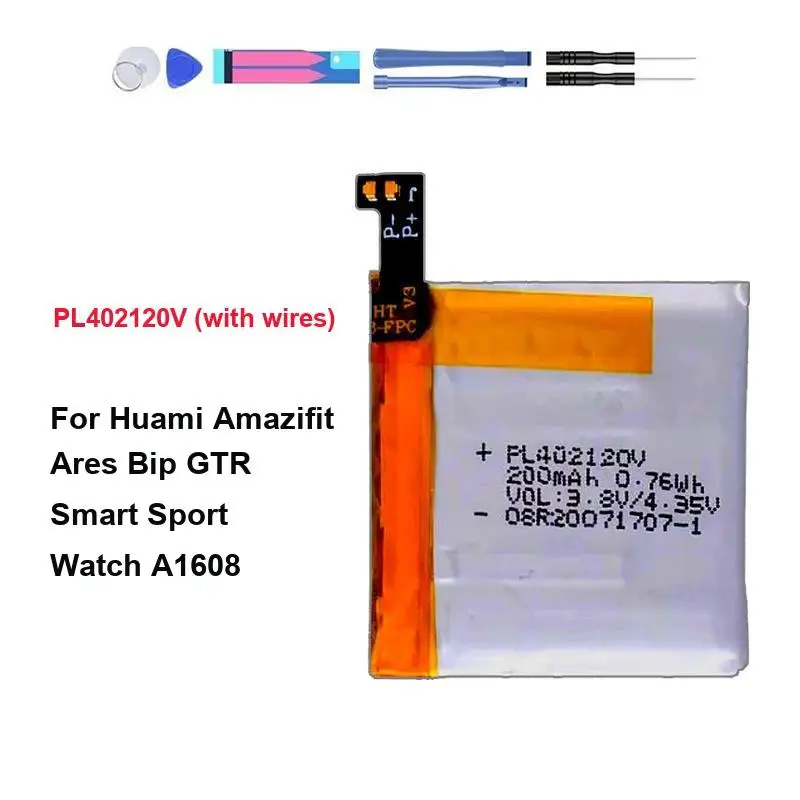Smart Sports Watch Battery PL402120V With Wires 200mAh For Huami Amazfit Bip A1608 S S Lite 1S