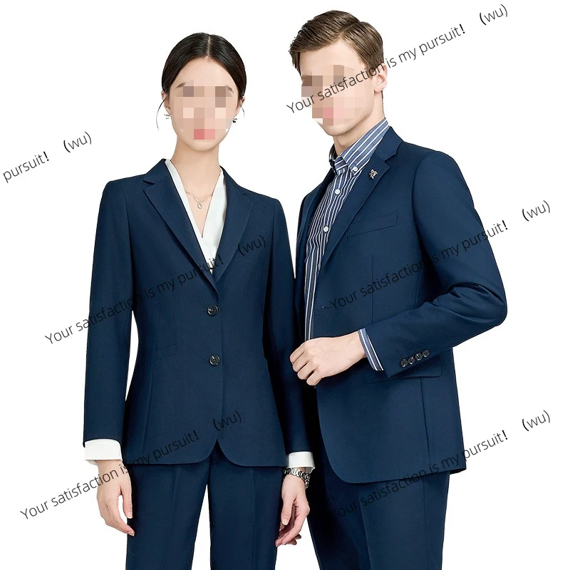 

Men's suit suit, the same for men and women, professional dress suit navy blue