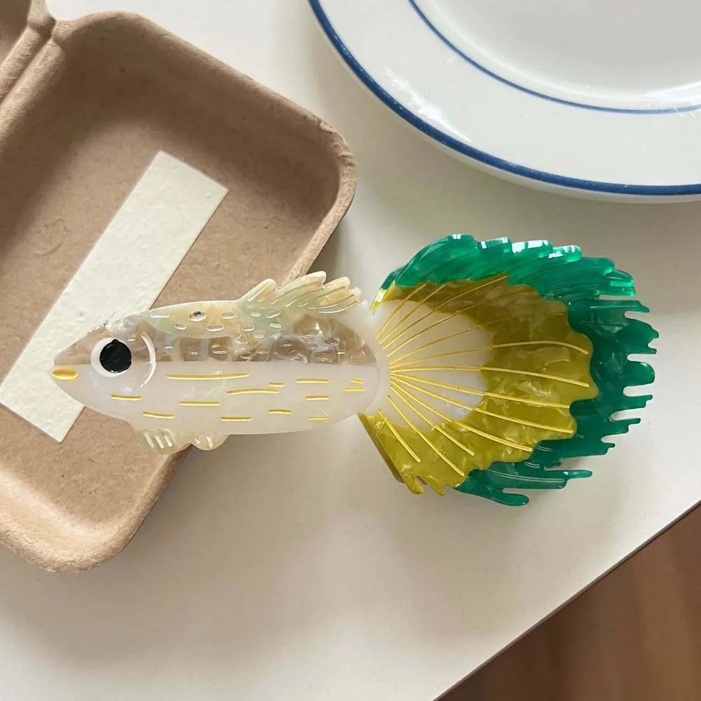 

Acrylic Guppy Hair Claw Fish Korean Style Silver Arowana Shark Clip Contrast Color Swordfish Acetic Acid Hair Claw Travel