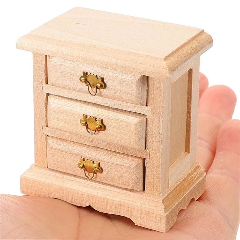 

ABUP-2Pcs Nightstands Night Stand Furniture Bed Table Decor Miniature Cabinet Night Table Cabinet Props Wood Cupboard Easy To Us