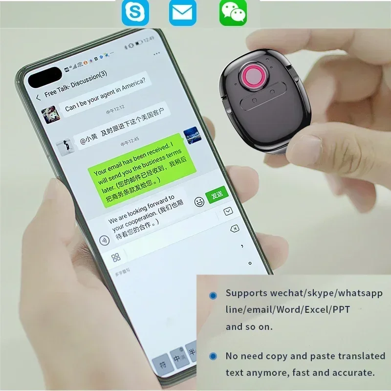 AI Smart Talkie Multi toText Real-time Chat Bluetooth Language Simultaneous Mini Voice Translator Device Voice Online Translator
