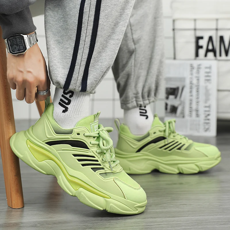 

Мужские кроссовки на платформе, повседневная уличная спортивная обувь, нескользящие кроссовки для бега, тенниса, модная удобная обувь на шнуровке, мужская размеры 39-44