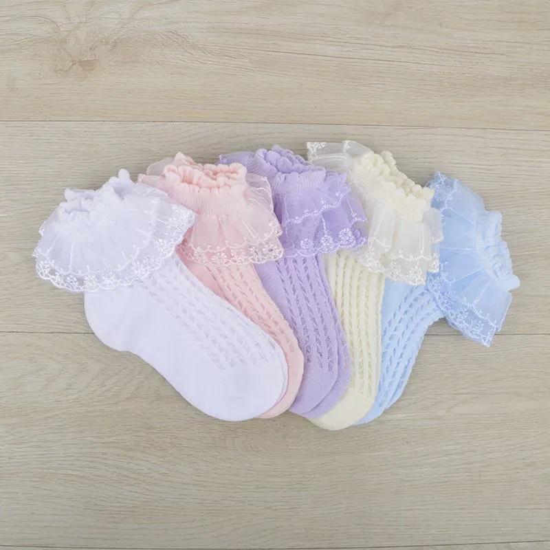 

5 Pairs Baby Girls Lace Ruffle Socks Toddlers Children Princess Socks Soft Cotton Puffy Mesh White Tube Kids Sock Calcetines