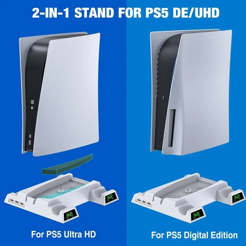 For PS5 Accessories Vertical Cooling Fan Stand For PS5 Dual Controller Charger Fast LED Charging Station For PS5