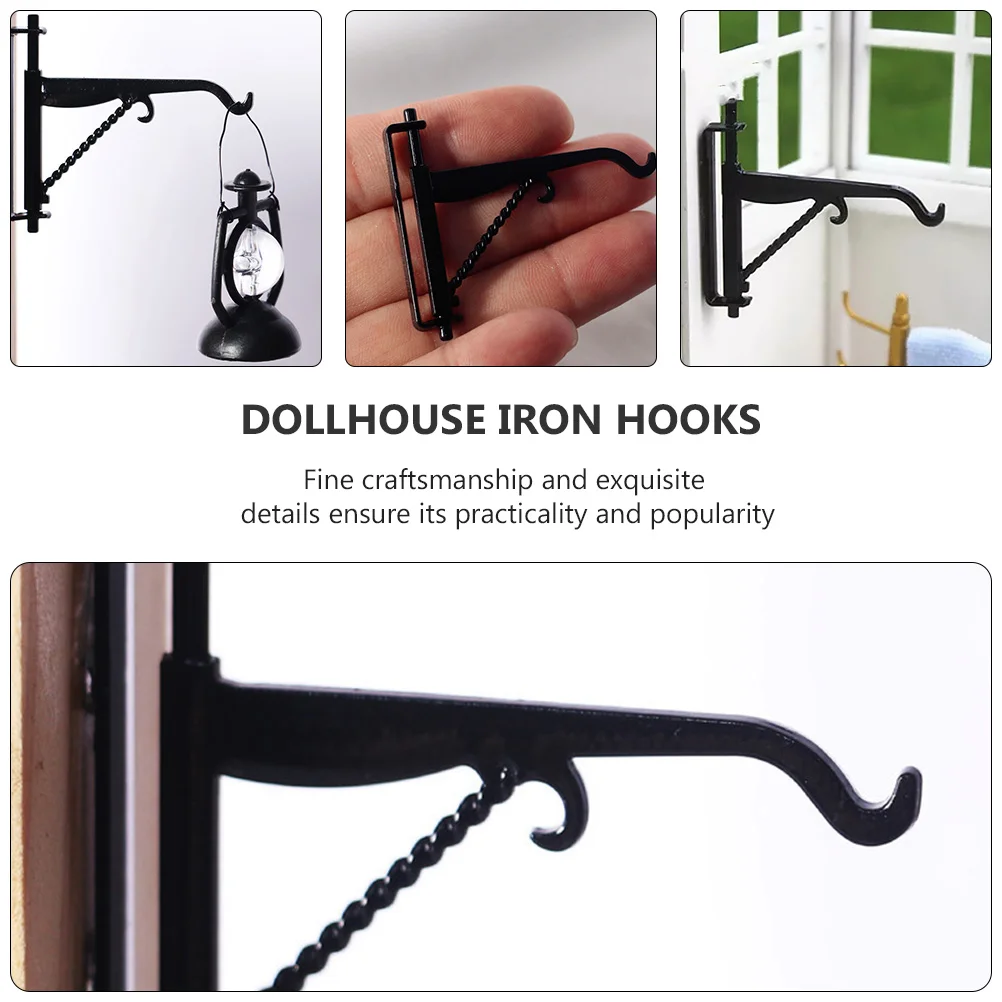 Mini Iron Frame Hook Dollhouse Hooks Supplies Accessories Models Decor for Small Home