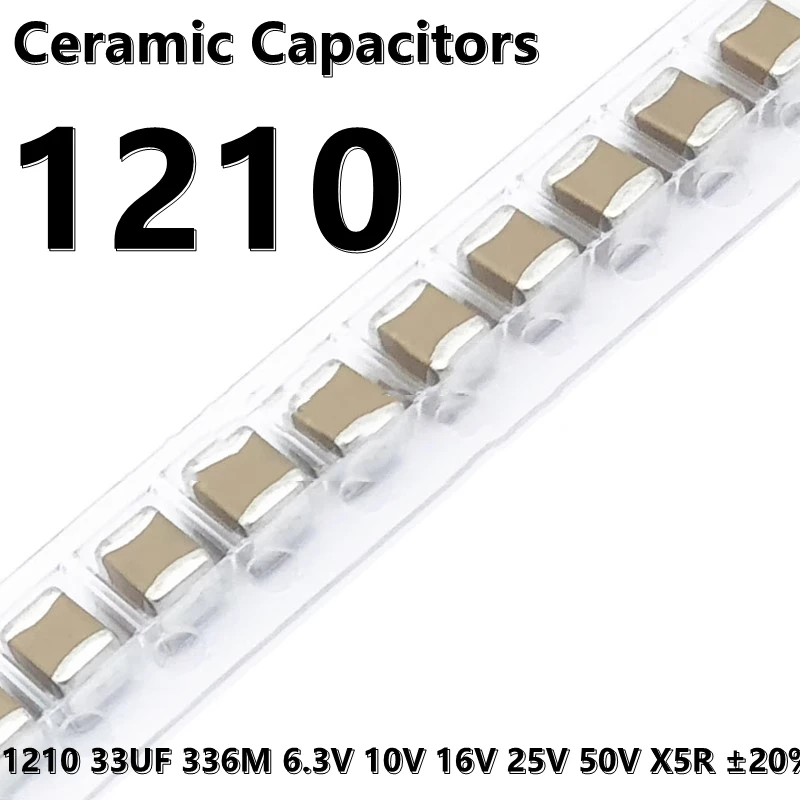 ตัวเก็บประจุเซรามิก1210 33uF 336ม. 6.3V 10V 16V 25V 50V X5R ± 20% SMD 3225 5ชิ้น
