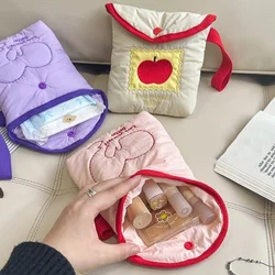 Borsa per rossetto da studente dolce da 1 pezzo per ragazza Borsa per riporre i tessuti sanitari di moda coreana Borsa portachiavi portamonete portatile ad alta capacità