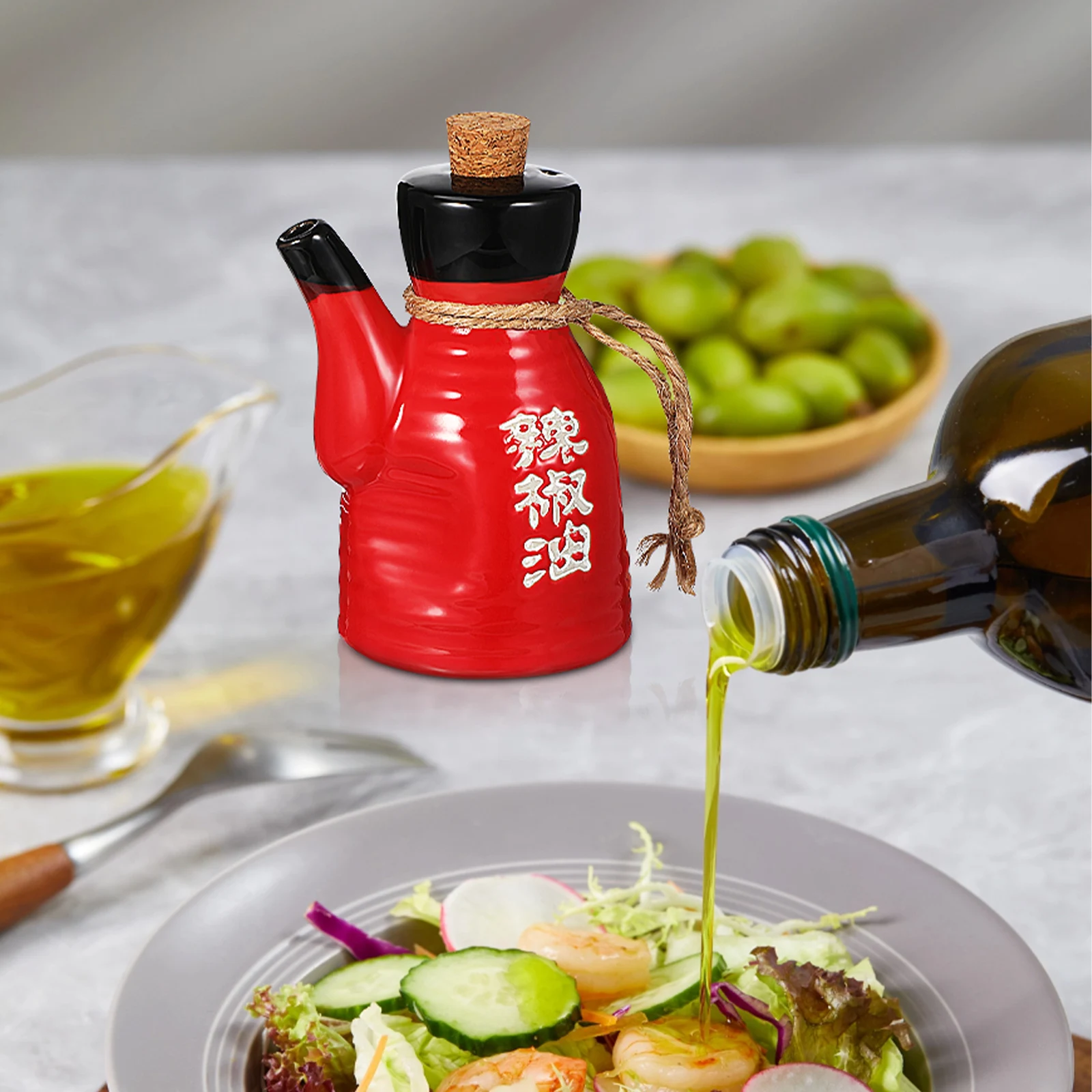 

Japanese Style Ceramic Sauce Dispenser Bottle Leakproof Oil Soy Container Kitchen Supply Home Seasoning Pot Spice Holder Chili