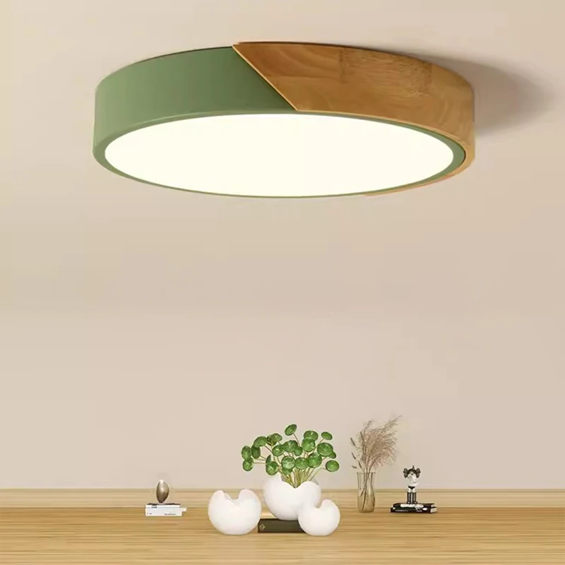 

LED Wooden Ceiling Lights Macaron Ceiling Lamps Round Square Rectangular Ceiling Lighting Bedroom Living Room Corridor Fixtures