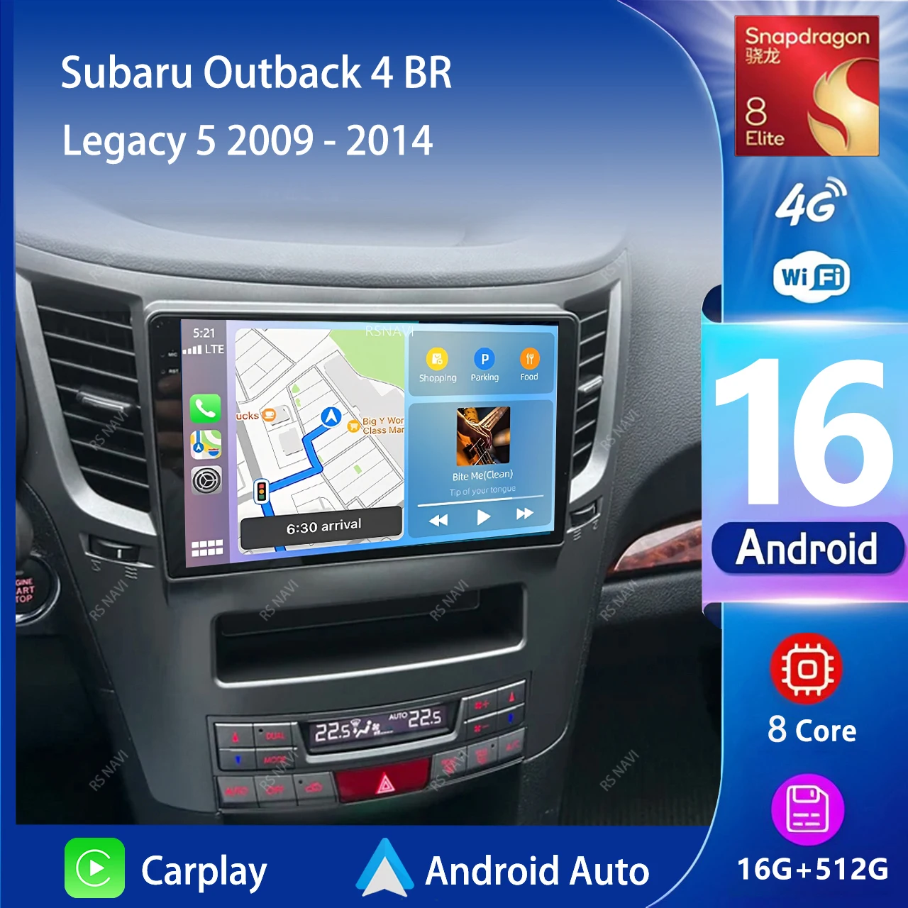 Radio Multimedia para Auto con Android 16 y Carplay para Subaru Outback 4 BR Legacy 5 2009 - 2014, Autoradio Estéreo 2din