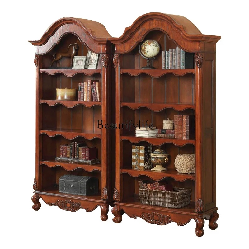 American-Style Solid Wood 5-Layer Bookshelf Free Combination Arch Bookcase