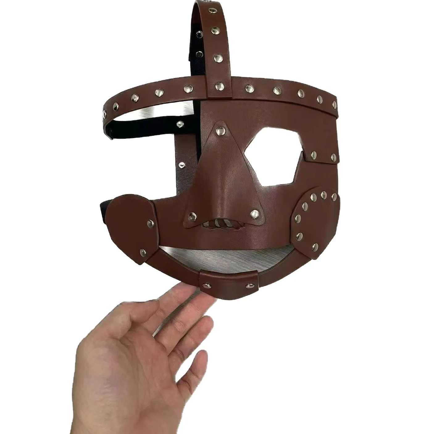 Masker Kulit Modis Ukuran Dapat Disesuaikan Hiasan Kepala Mick Foley Properti Aksesori Dandanan Pesta Topeng Halloween untuk Pria