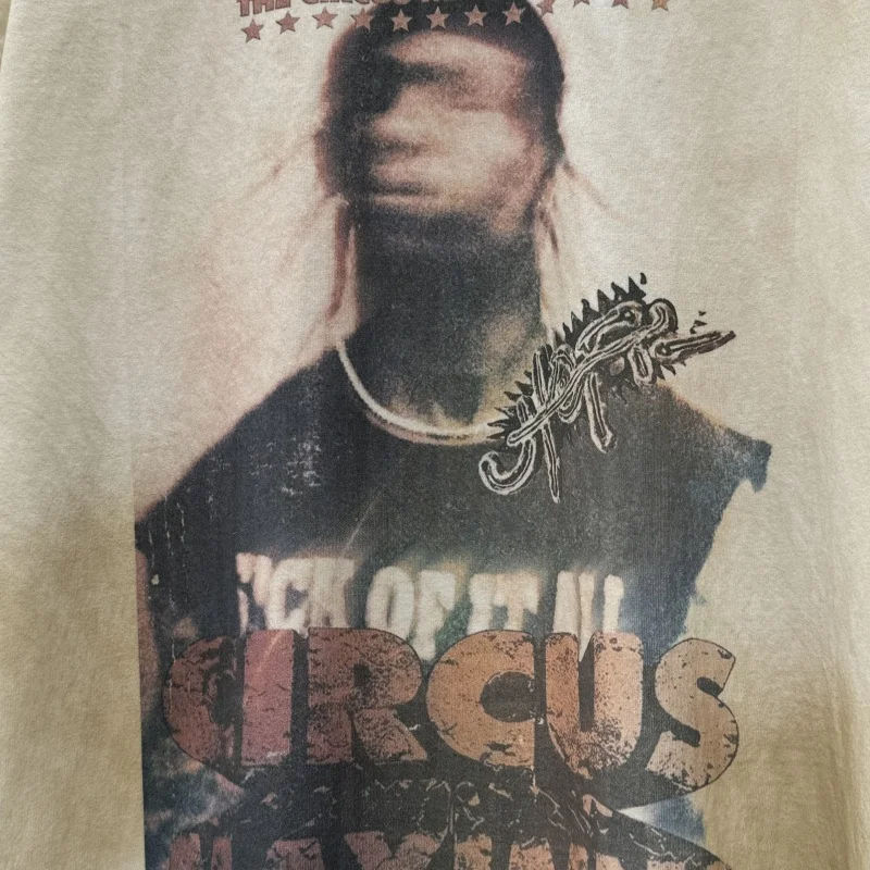 High Quality Washed Old Soil Style Saint T Shirt Casual Loose Men's Women's Short Sleeved T-shirt