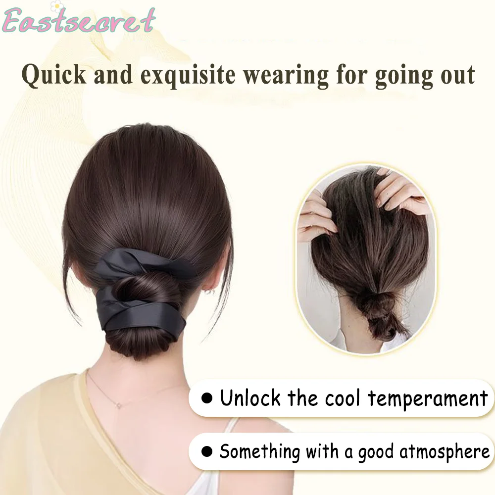 EAST Synthetic Black Large Intestine Hair Ring Bun Head Wig Fashionable and Elegant Ladies Flower Bud Head Wig Hair Accessories