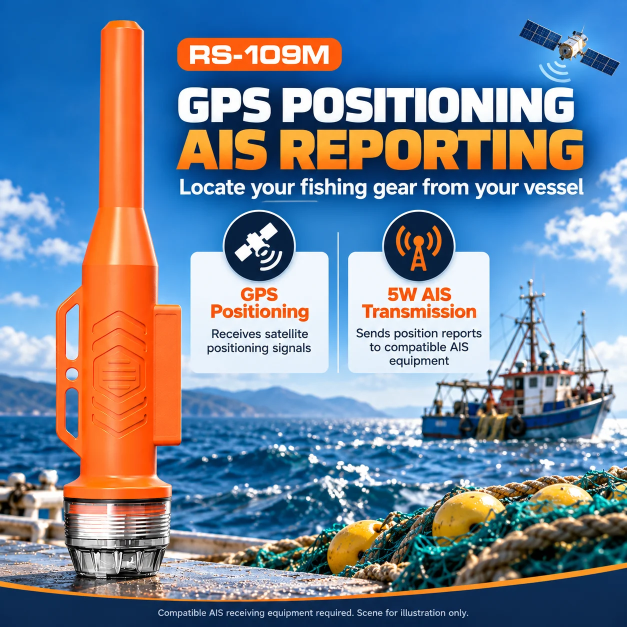 Recent RS-109M AIS Fishing Net Locator GPS Positioning 5W Transmitter 3000mAh Rechargeable Battery for Fishing Gear Tracking