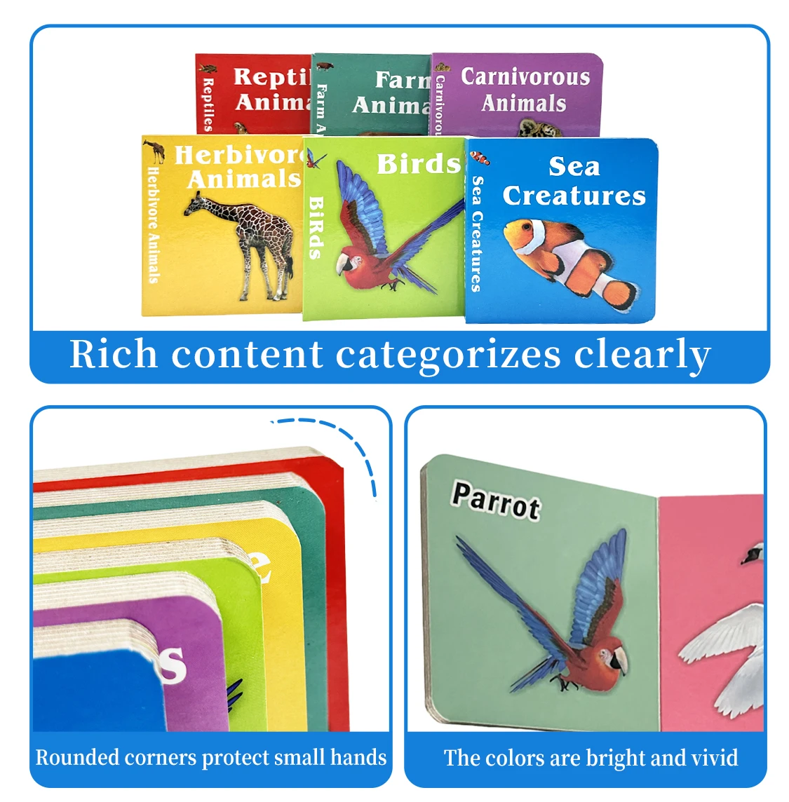 1 Box Of 6 Baby Flip Books Animal Cards Enrichment Readers Enlightenment Books English Version