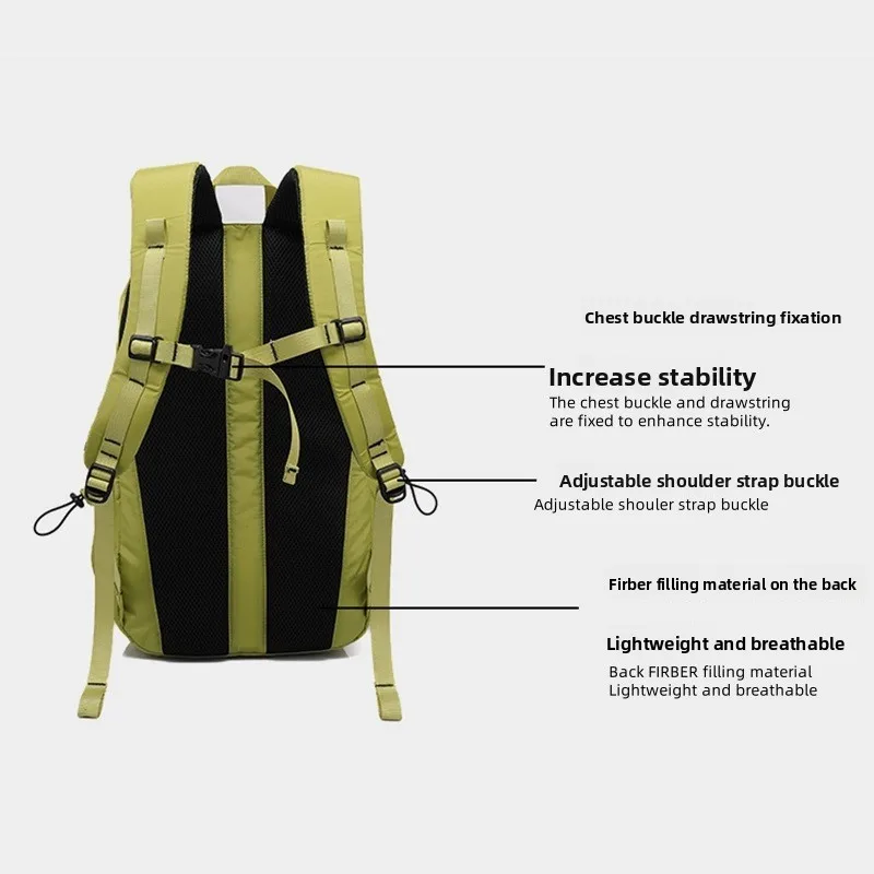 Durable travel backpack, outdoor waterproof hiking bag, breathable lightweight backpack for two-shoulder carrying