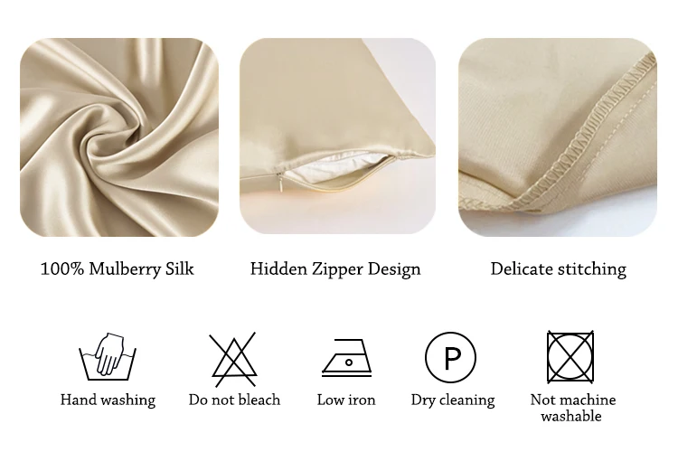 1pair Zipper Pillowcase Both Sides 100% Mulberry Nature Silk Pillow Case For Healthy Single Pillow Cover