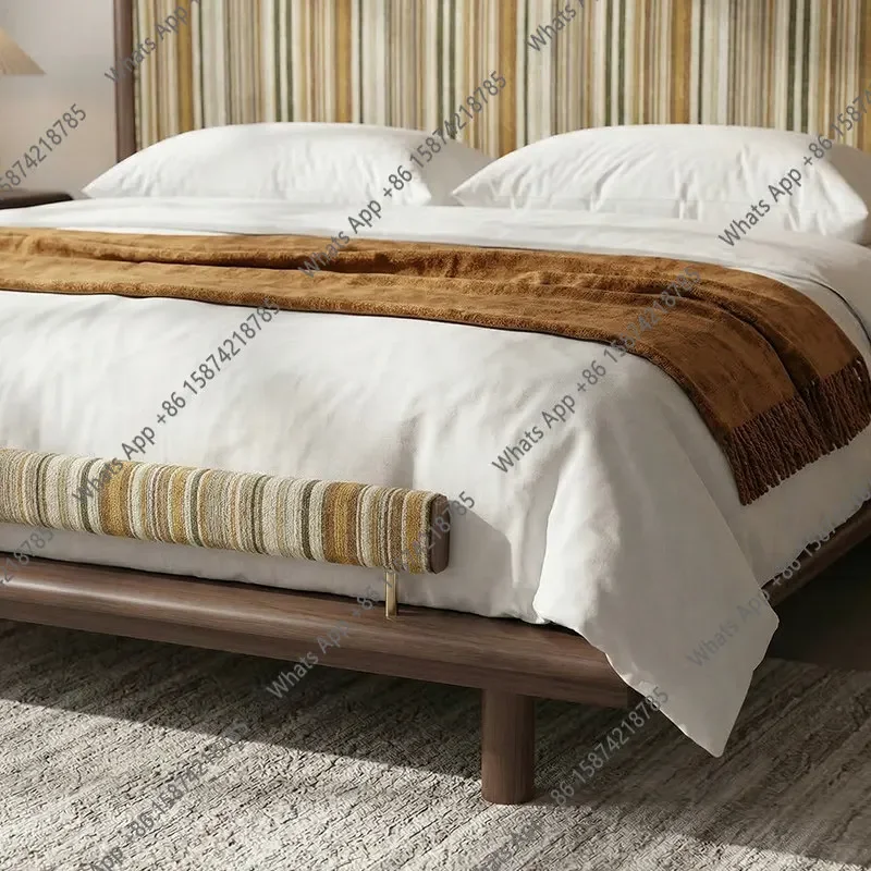 

X25 Medieval Ash Wood Fabric Soft Bag Bed Designer Double Solid Wood Bed 1.8 Meters Suspended Master Bed