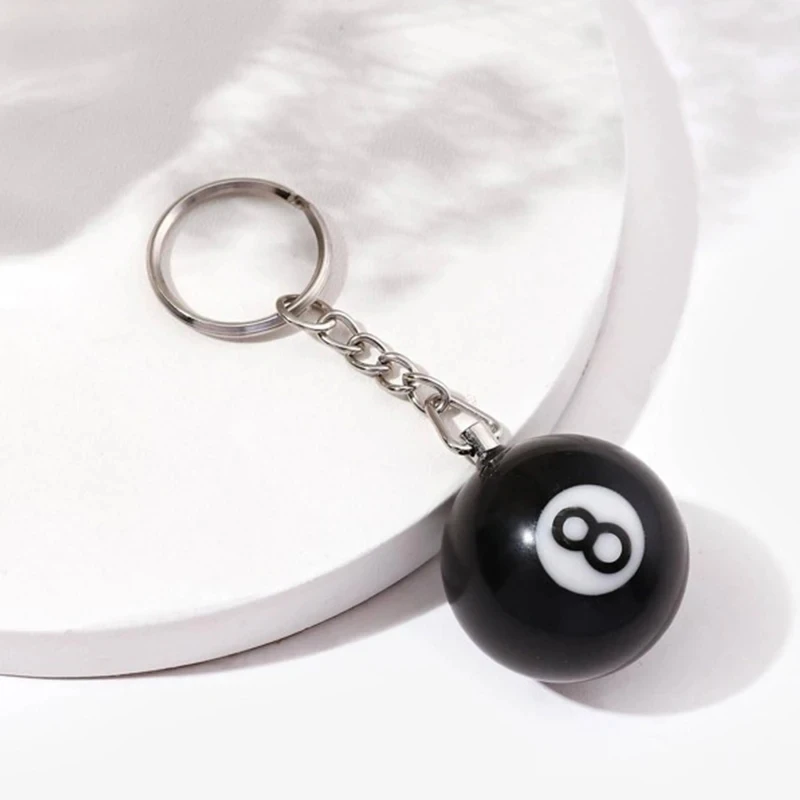 Creative Billiard Black Magic 8 Ball Keychain Mini 2.5cm Resin Pendant Women Men Key Ring Accessories For Key Charm