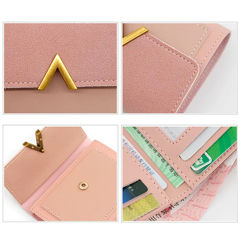 New Simple Short Women Wallets High Quality Card Holder Large Capacity Female Coin Purses  Small Card Bag Wallet For Girls image 4