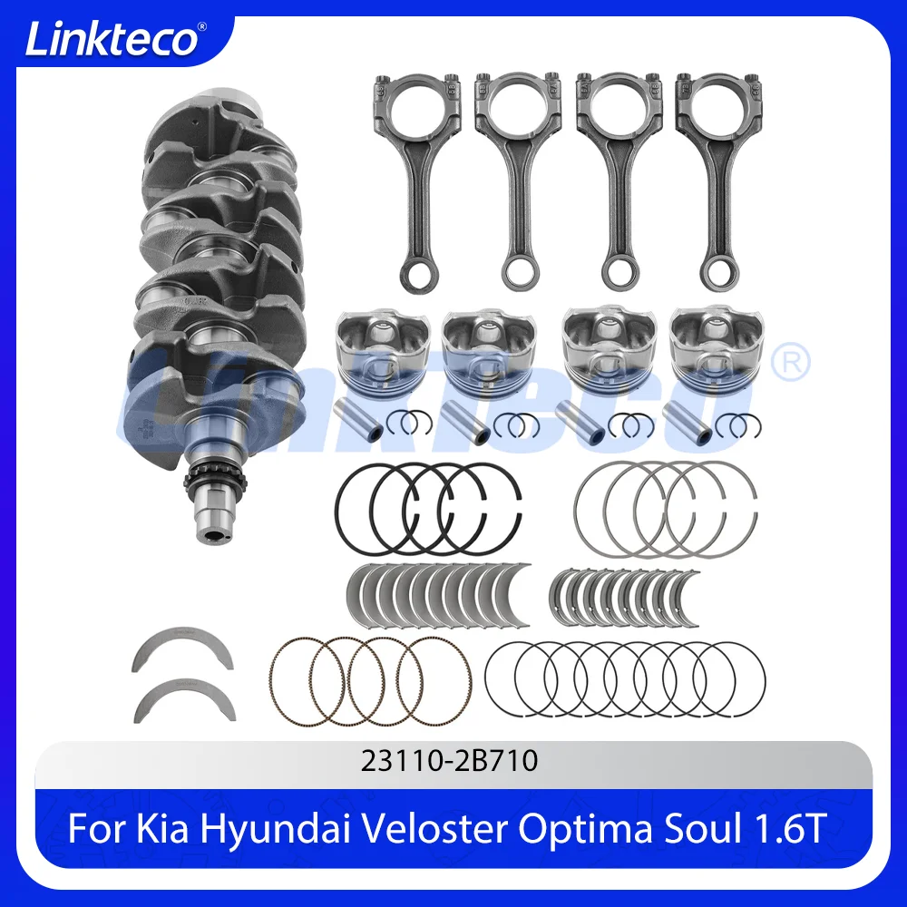Rebuild Engine Crankshaft Piston&Ring Connecting Rod Main&Conrod Bearing Fit 1.6 L T For Hyundai Accent Verna Kia Optima Soul