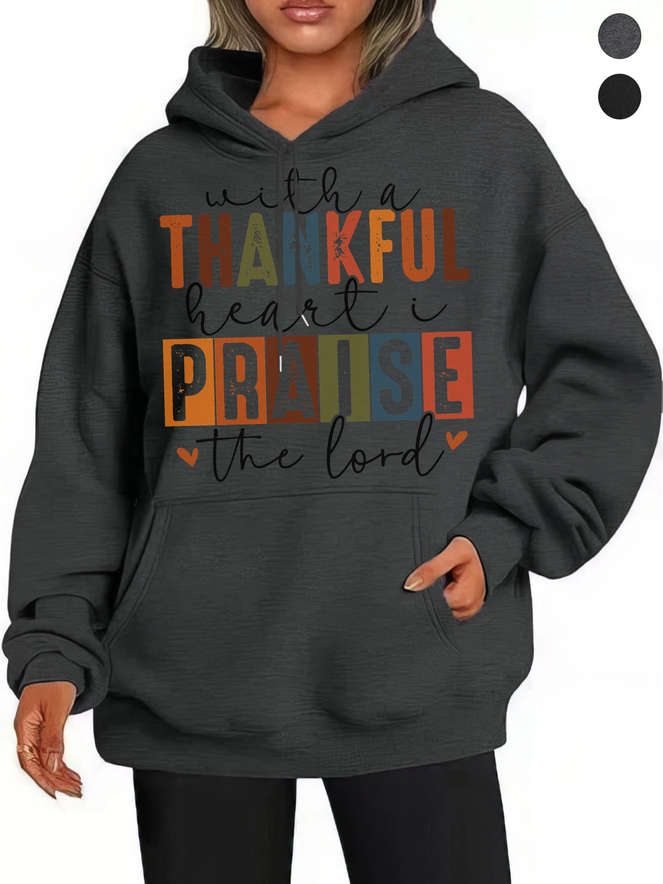 سترة نسائية كريستيان من THANKSGIVING بغطاء للرأس باللون الأسود والرمادي بتصميم كلاسيكي مريح وفضفاض من القطن لخريف/شتاء الهالوين