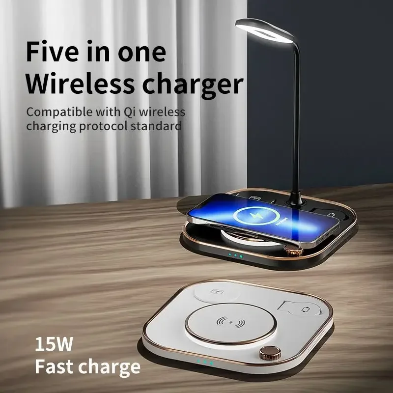 On Line Best Seller 3 in1 Wireless Charger LED Lamp 15W Fast Charging Wireless Phone Charger Stand For iPhone Airpod Apple Watch