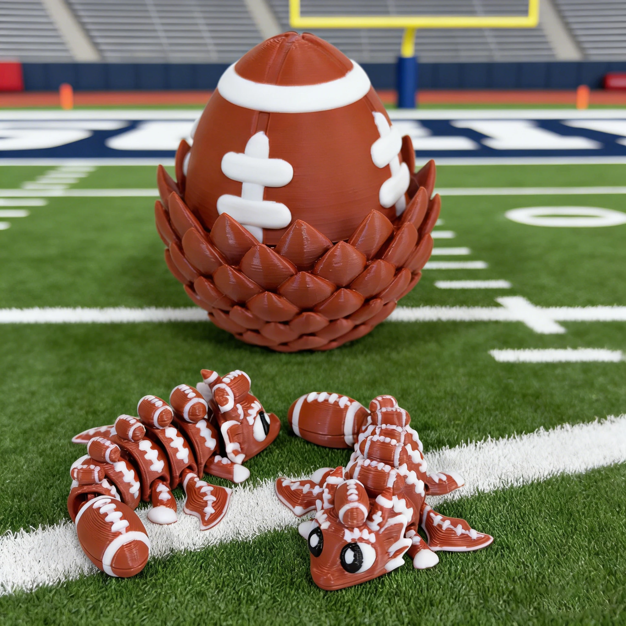 

3d Printing Cute And Silly Rugby Dragon+Dragon Egg Model Plastic Ornament Desktop Decoration Sculpture Ornament Holiday Gift