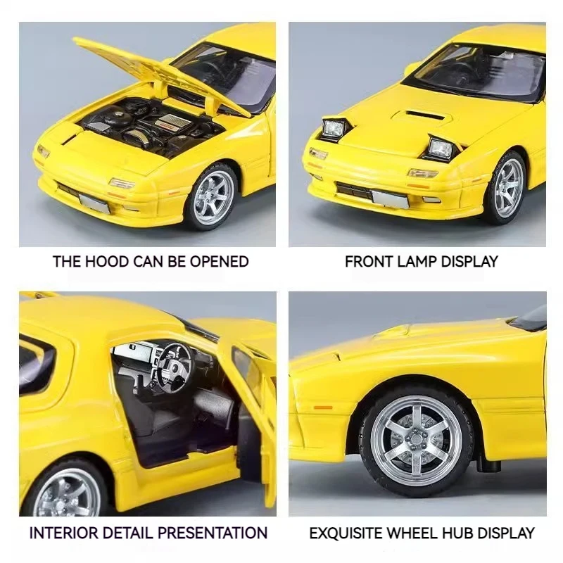 Initial D 1:32 Mazda RX7 Miniature Diecast RX-7 Toy Car Model