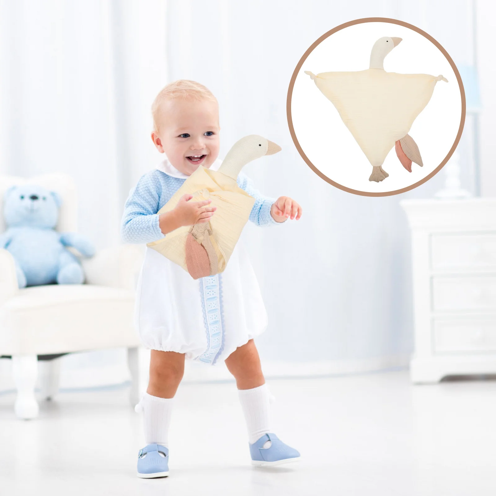 Beruhigende Schwanen-Handpuppendecke für Babys, Kleinkinder, Kleinkinder, weich, bequem, Schlafhilfe, Sicherheitsbefestigung, klein, dekorativ