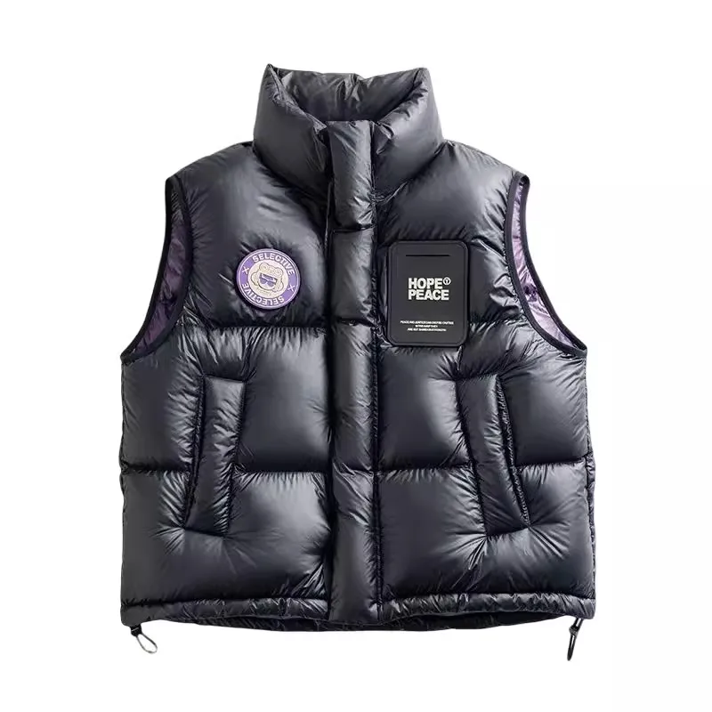 2023 Winter Vest Women Black Down Jacket Thick Warm Fashion Sleeveless Down Vest Coat Female Stand Collar Casual Loose Waistcoat