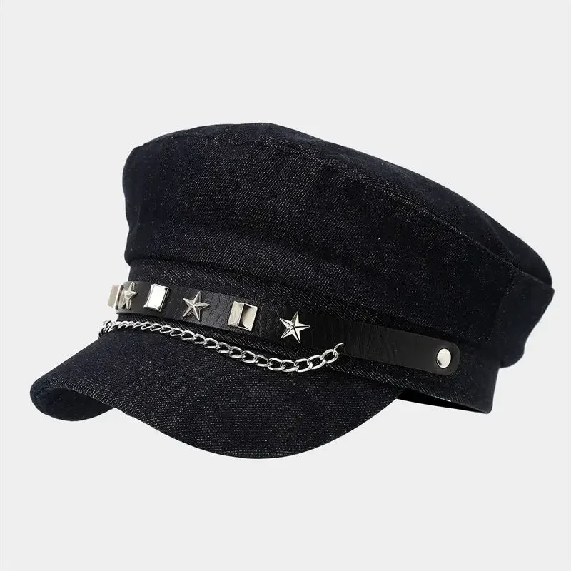 الربيع القطن هندسية قبعة مثمنة قبعة موزع الصحف قبعة عسكرية قبعة الرسام للفتيات والنساء 09