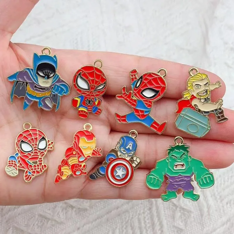 10pcs Spider Men Charm Enamel Movie Pendant Fashion Jewelry Accessories Keychain Necklace Supplies Gold Plated Wholesale