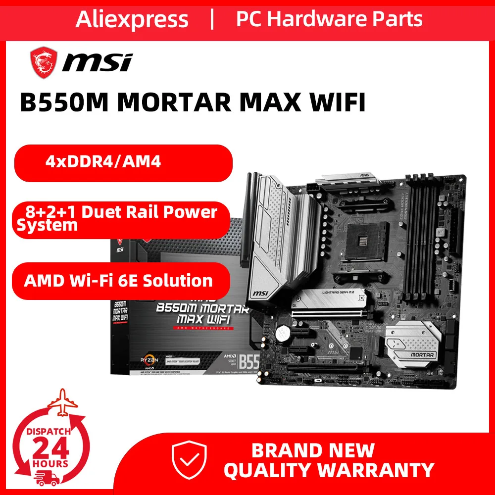 MSI B550M MORTAR MAX WIFI Motherboard AM4 AMD B550 2xM.2 Slots Wi-Fi 6E Mainboard For AMD Ryzen 7 5800X3D 5700X 5700G R5 CPU