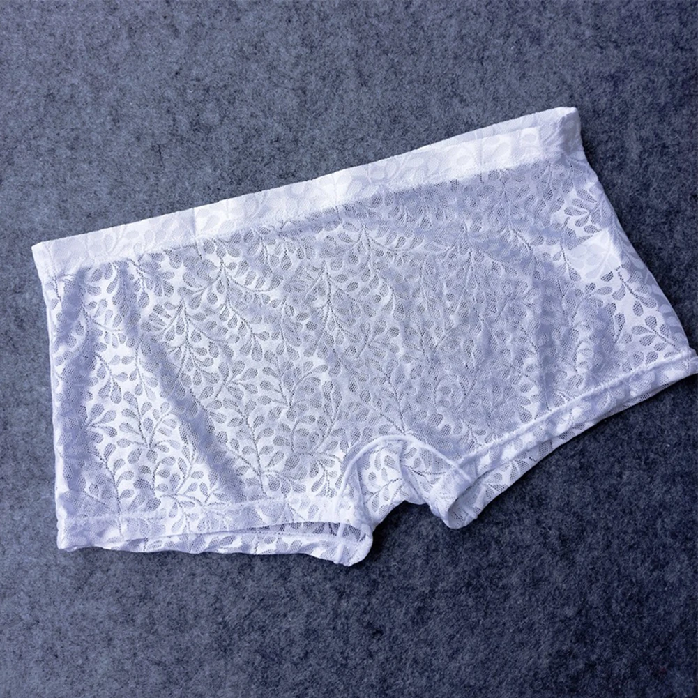 

Sexy Men Sheer Jacquard Trunks See Through Underwear Transparent Mesh Underpants Sheer Erotic Panties Male Sexy Lingerie